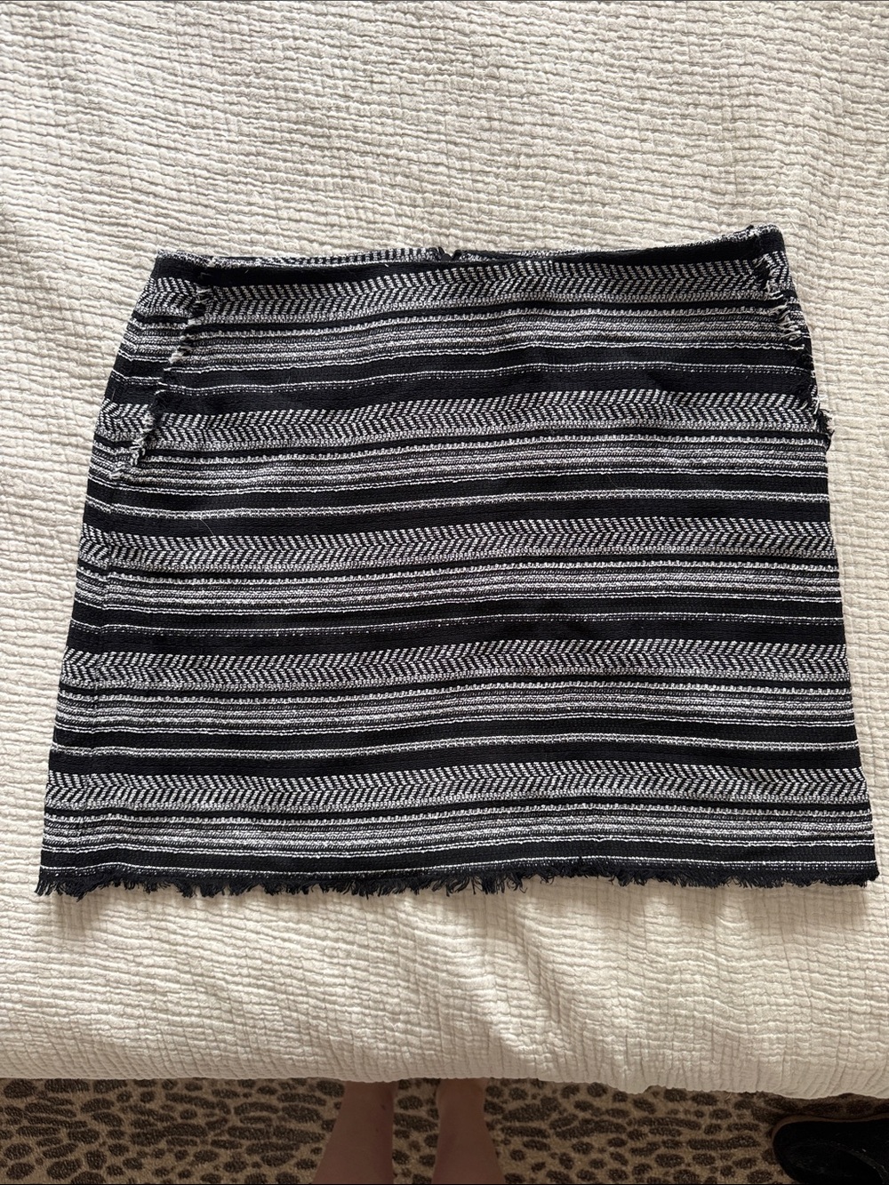 Loft Black & White Striped Mini Skirt